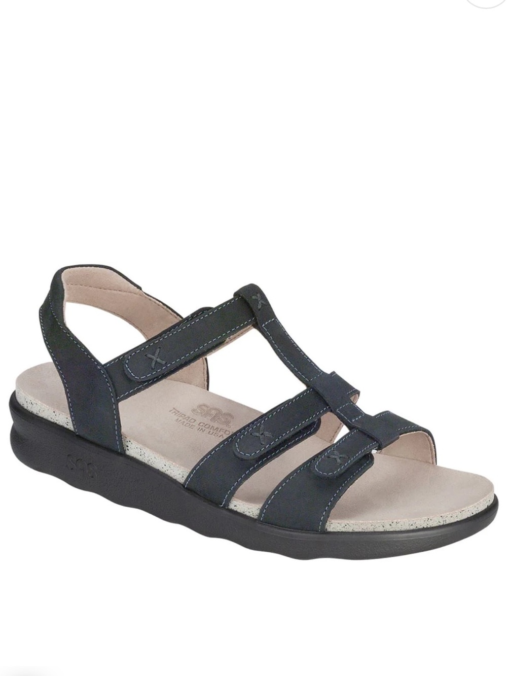 SAS Sorrento Navy Leather Strappy Sandals